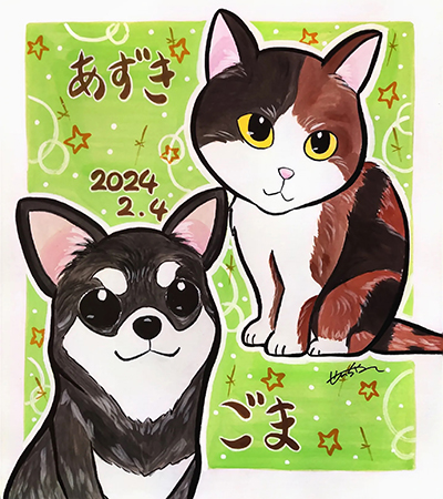 ペット　東京カワイイ似顔絵サンプル